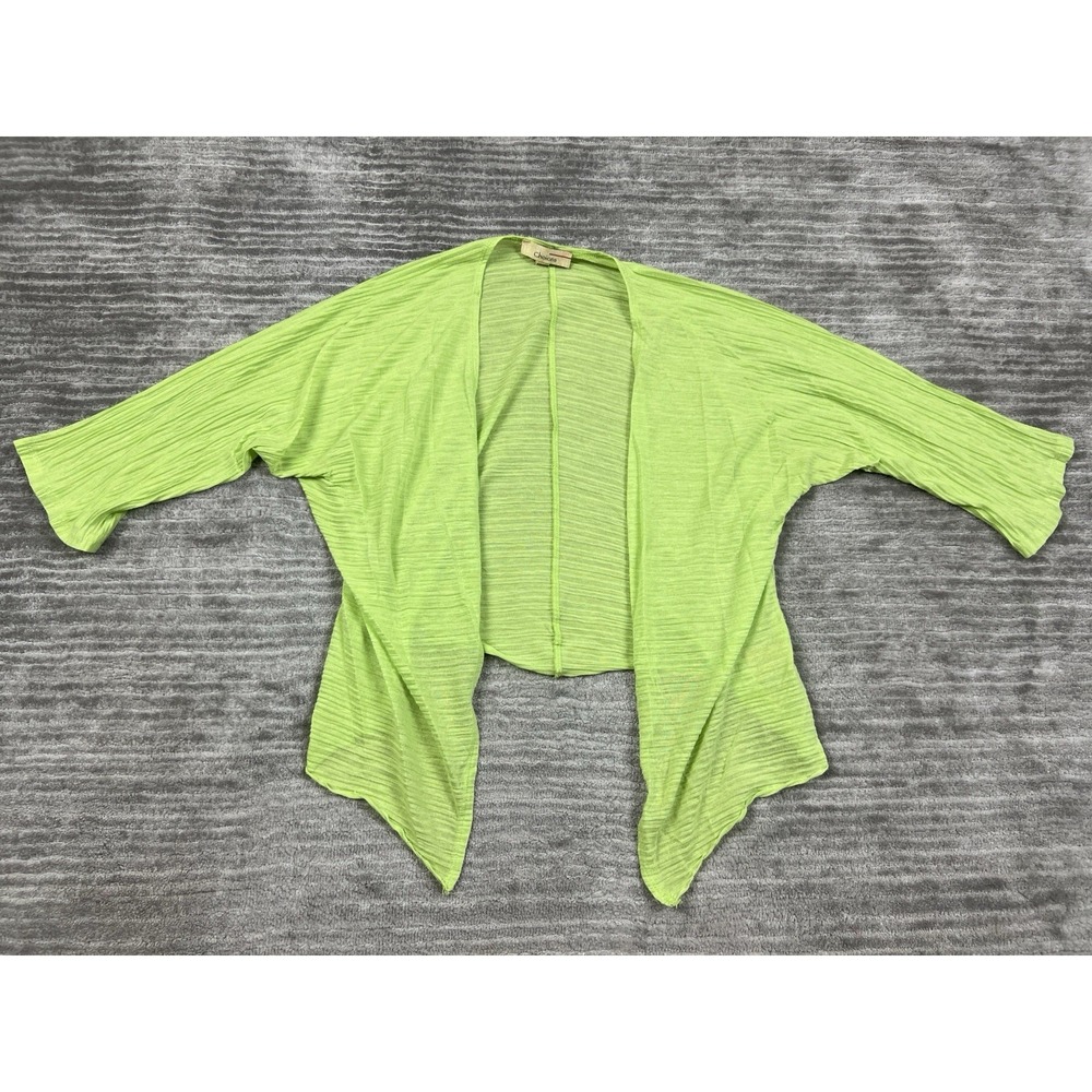 Choices Top Womens Medium Green Short Sleeve Cropped Open Front Polyester Blend